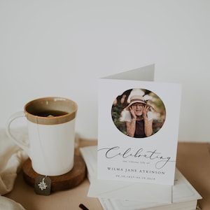 EVELYN Minimalist Funeral Program Template, Elegant Funeral Program Template for Men or Women, Script Foldable Funeral Program image 5