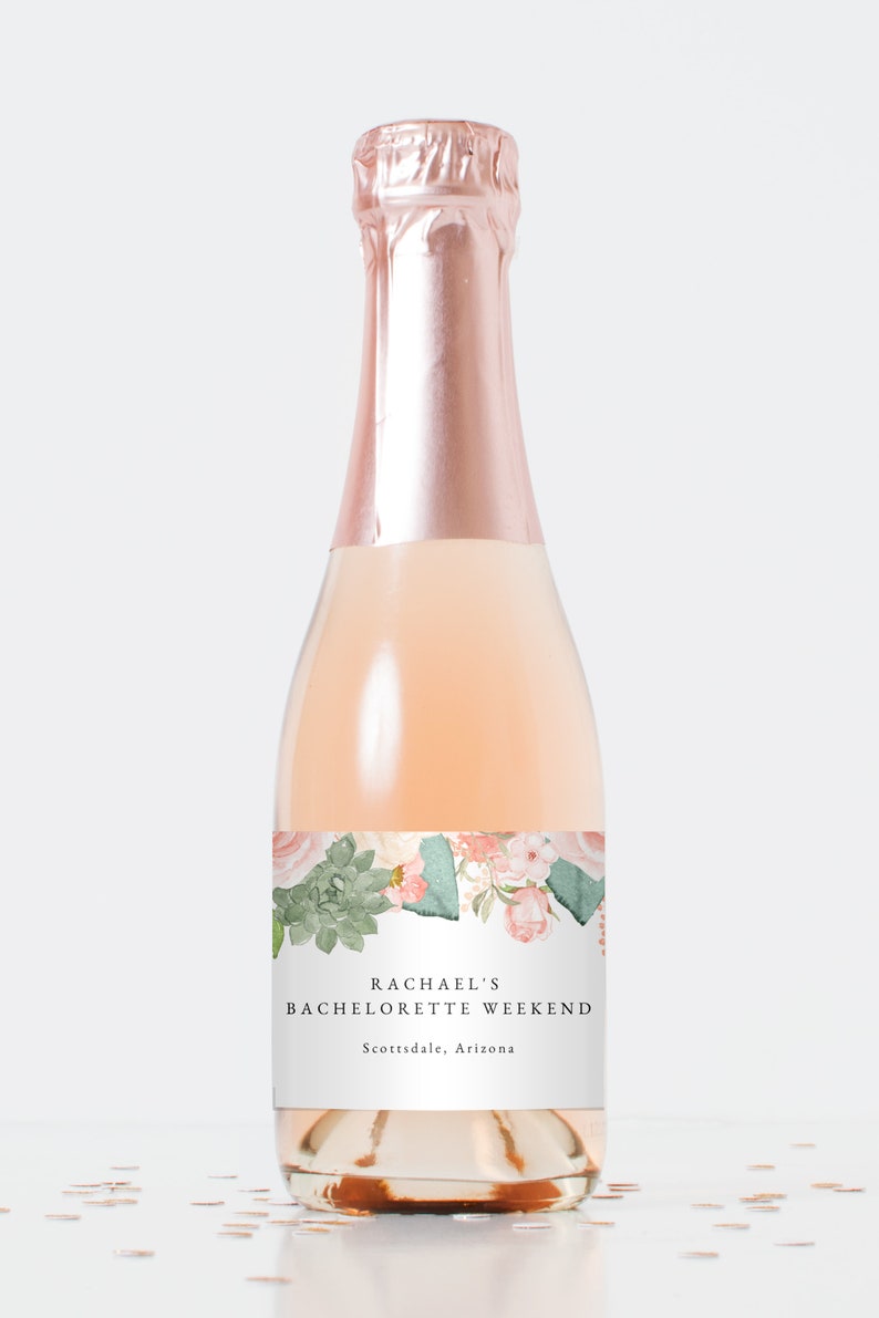 Printable Champagne Labels Blush and Succulent Mini Champagne Bottle Template Mini Champagne Labels Mini Champagne Bottle Labels #001A
