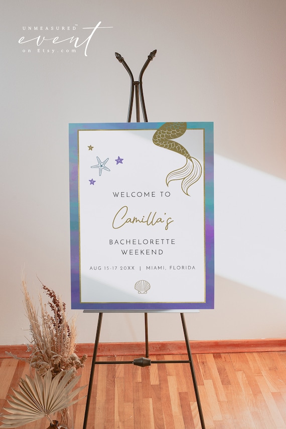 SIREN Mermaid Bachelorette Welcome Sign Template Last Splash Bachelorette Welcome Poster Printable Tropical Ocean Beach Bach Weekend