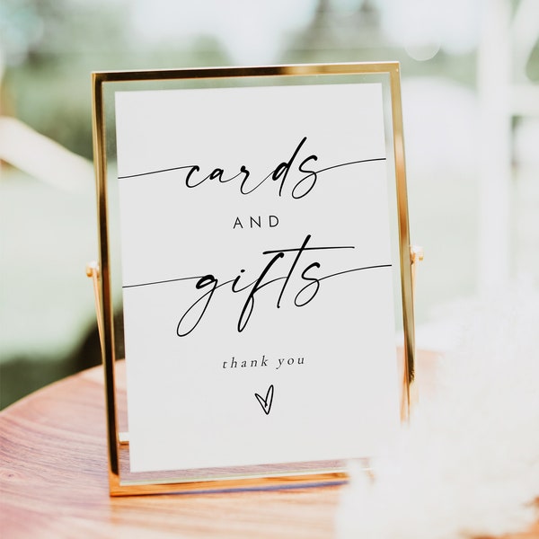 BLAIR Cartes et cadeaux minimalistes, panneau de table cadeau simple, panneau de mariage moderne, cartes et cadeaux Boho, modèle imprimable