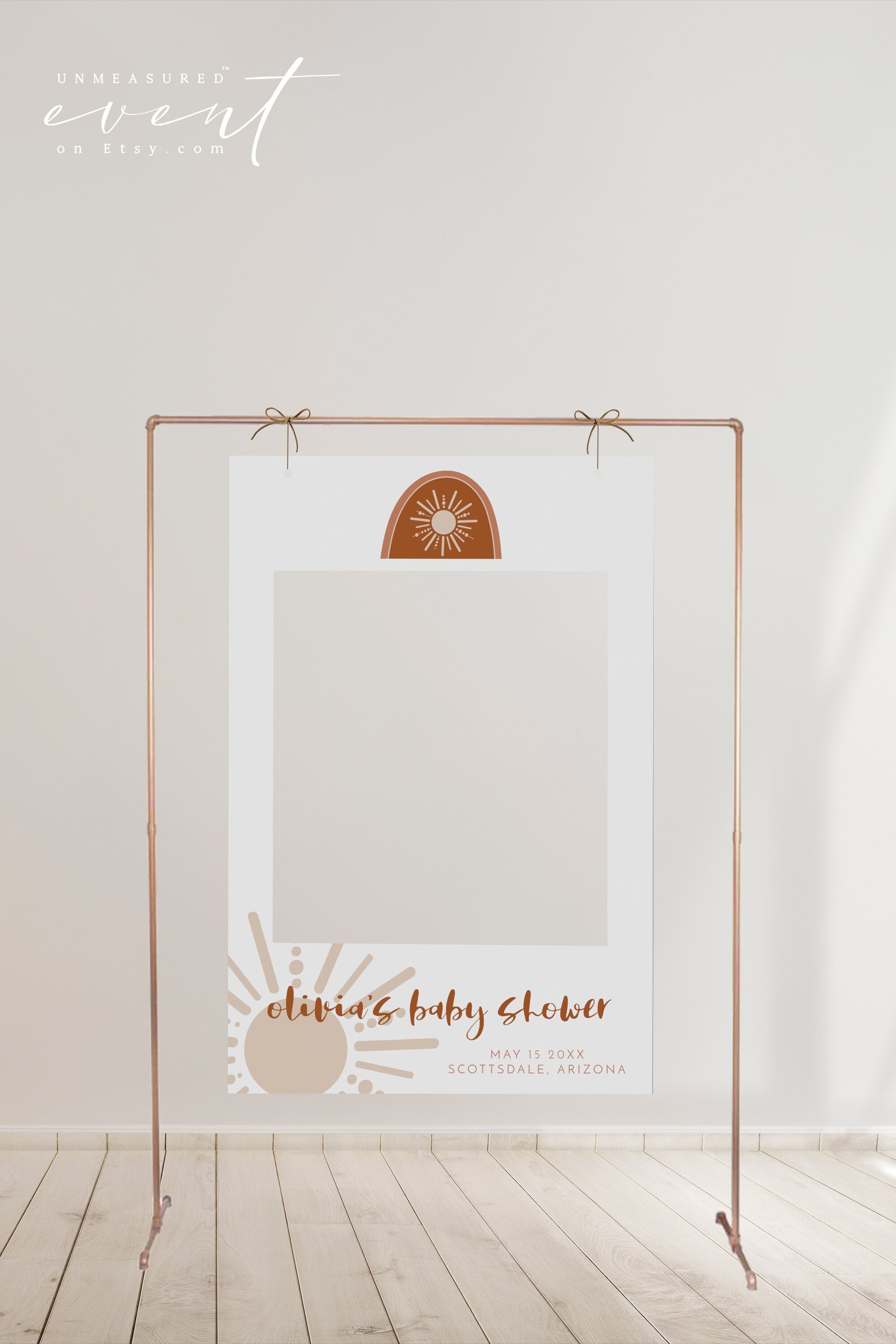 TINLEY Photo Prop Frame Template Boho Rainbow Baby Shower Photo Frame Prop Printable Terracotta Photo Booth Frame Prop