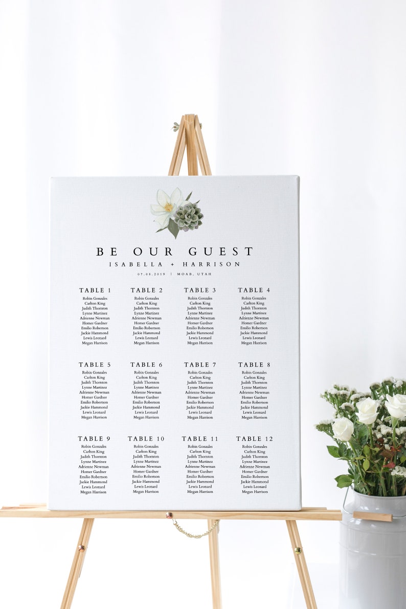 Succulent Seating Chart