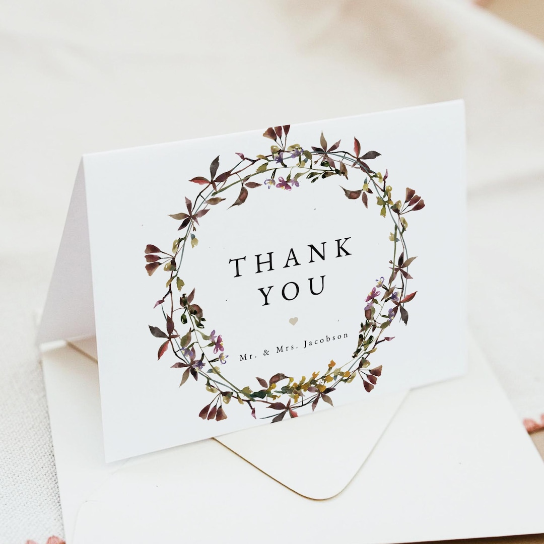 HEIDI Thank You Card Template, Wildflower Thank You Card Printable ...