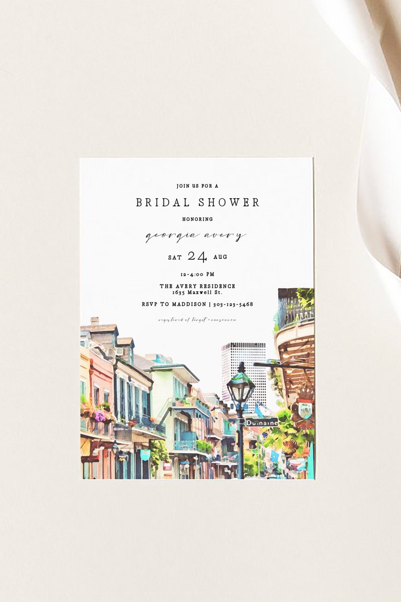 NOLA New Orleans Bridal Shower Invitation Template, New Orleans Bridal Shower Invite, French Quarter Shower Invitation Template Printable image 2