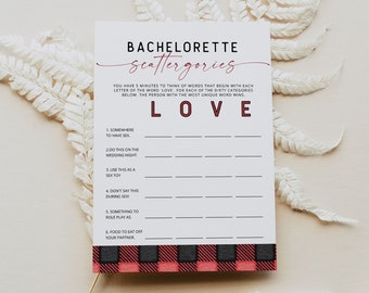 FROST Dirty Scattergories Bachelorette Game Printable, Plaid Bachelorette Game, Flannel Bachelorette Bar Game, Mountain Bachelorette Games