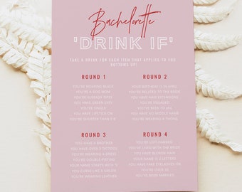 HENLEY PRINTED + SHIPPED Drink If Bachelorette Game, Guess Who Said It Bachelorette Game Card, Modern Retro Pink Bachelorette Activity