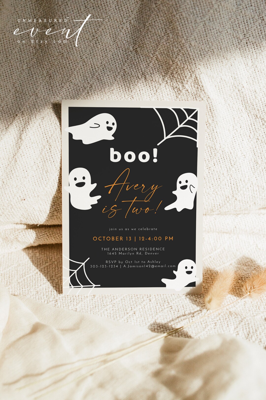 CASPER Ghost Birthday Invitation Template, Modern Halloween Birthday ...