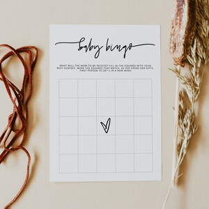 Modello stampabile per il gioco Baby Shower Bingo Boho moderno MARLO