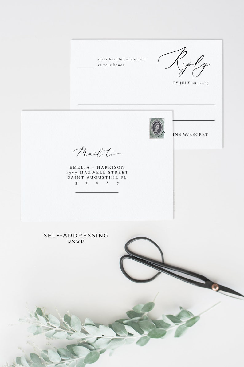 Minimal Wedding Invite Suite Elegant Calligraphy Wedding Invitation Set Evelyn Templett Invite Modern Wedding Invitation Template Suite