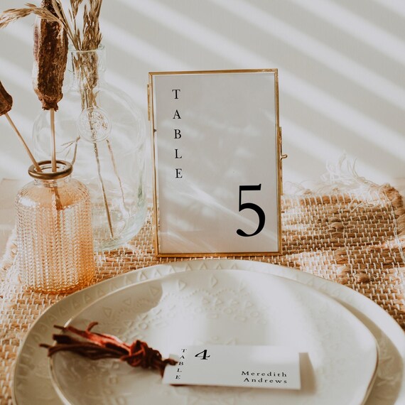 Modern Table Number Template, Minimal Table Number, Minimalist Table Numbers, 4x6 Table Card Template, Wedding Numbers Printable - HARPER
