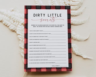 FROST Dirty Little Secrets Bachelorette Game Printable, Plaid Bachelorette Game, Flannel Bachelorette Bar Game, Mountain Bachelorette Game