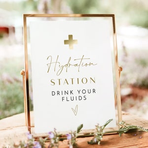 MAEVE PRINTED + SHIPPED Hydration Station Sign, 8x10&quot; Nurse Graduation Party Signs, Drink Table Signs, Yellow Gold Graduation Medical Doctor