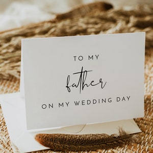 Carte pliée ADELLA à mon père le jour de mon mariage Carte de correspondance de mariage minimaliste moderne polices bohèmes simples à mon papa de fête de mariage Carte pliée