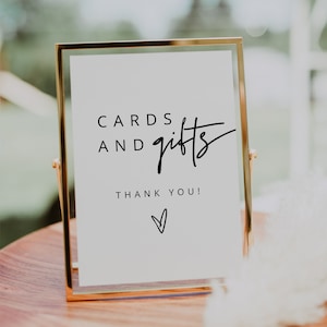 MARLO Cartões e presentes Placa modelo para impressão Mesa de cartão boho Placa de casamento, Cartões e presentes minimalistas modernos Placa, Download instantâneo