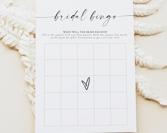 BLAIR PRINTED + SHIPPED Bingo Bridal Shower Game, Bridal Shower Game, Modern Minimalist Bridal Shower, Boho Bridal Game, Bridal Shower Bingo
