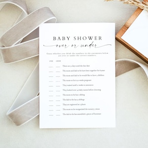 BLAIR Minimalist Over oder Under Babypartyspiel, Gender Neutral Babypartyspiele, Einfaches Babypartyspiel, Boho-Babypartyspiele