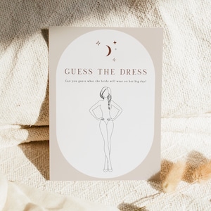 CELESTE Guess The Dress Bridal Shower Game Template, Arched Bridal Shower Games, Bohemian Bridal Shower Game, Boho Moon and Stars Terracotta