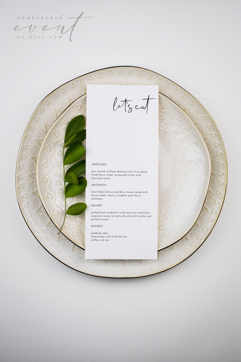 ADELLA Minimalist Wedding Menu Template, Modern Wedding Menu, Simple Wedding Menu, Printable Wedding Menu, Simple Menu Cards image 1