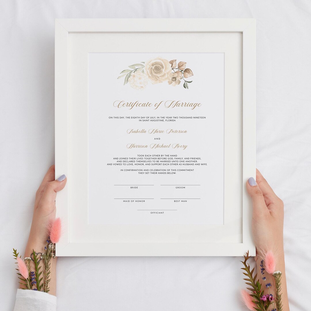 Mod le De Certificat De Mariage Floral Ivoire Ketubah Moderne mod-le-de-certificat-de-mariage-floral-ivoire-ketubah-moderne