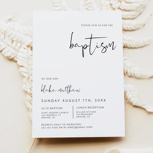 Minimalist Baptism Invitation Template, Modern Baptism Invitation, Simple Baptism Invitation Instant Download, Editable Template DIY ADELLA