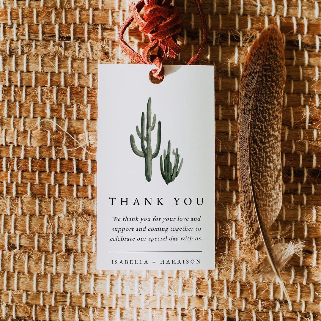 Cactus Favor Tag Template, Cactus Wedding Favor Tag, Cactus Gift Tag ...