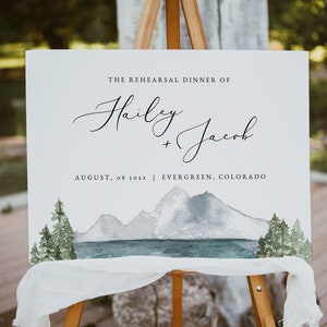 CLOVER Mountain Rehearsal Dinner Welcome Sign Template, Lake Wedding Welcome Sign Printable, Colorado Wedding Welcome Sign, The Night Before