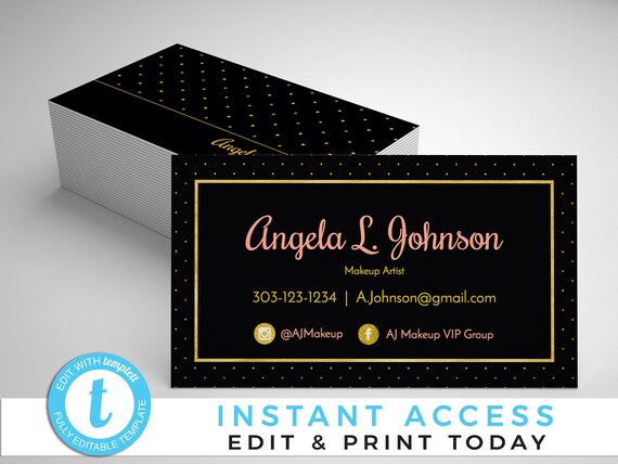 rose gold business cards rose gold branding polka dot etsy polka dot business cards