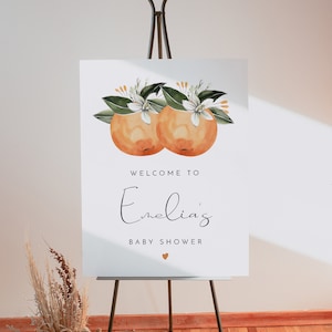 Two Little Cuties Baby Shower Welcome Sign Template, Twin Baby Shower Welcome, Citrus Orange Baby Shower Gender Neutral Clementine CALLIOPE