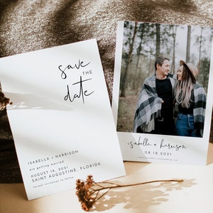 ADELLA Minimalist Save the Date, Modern Photo Save the Date Template, Printable Save the Date, Simple Save the Date,