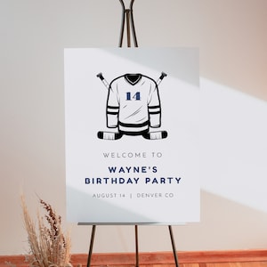 WAYNE Birthday Welcome Sign Template Hockey Birthday Party Welcome Sign Printable Hockey Jersey Editable Boy Birthday Party Poster DIY