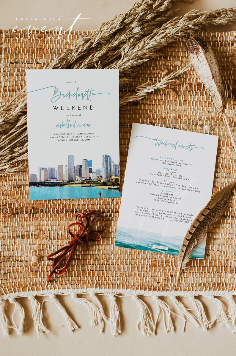 MIAMI Bachelorette Invitation Template Miami Itinerary Etsy