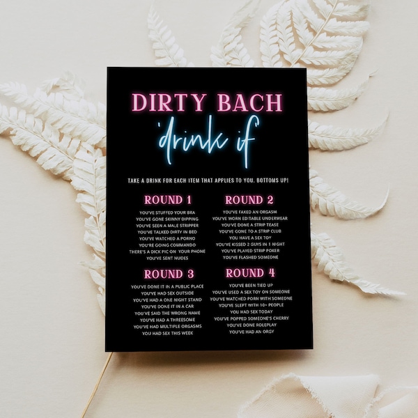 LOLA Dirty Drink If Bachelorette Game, Neon Bachelorette Party Games, Neon Lights Bachelorette, Bingo Dare Game, Vegas Bachelorette Weekend