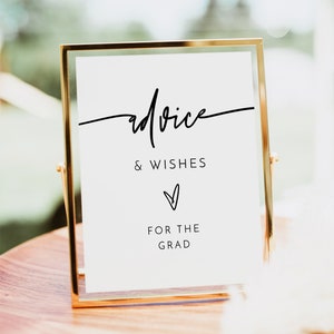 Modèle de panneau de conseils et de souhaits de remise des diplômes, panneau de conseils de remise des diplômes bohème moderne, panneau de conseils de diplômé de polices audacieuses pour l'activité de fête MARLO