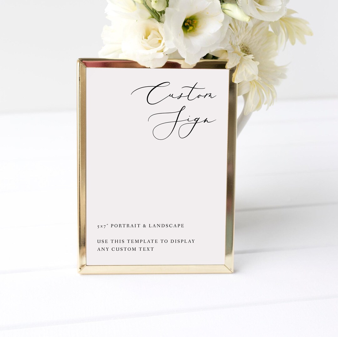 Minimalist 5x7 Wedding Sign Template, Elegant Wedding Signs Bundle ...