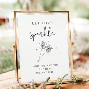 ADELLA PRINTED + SHIPPED Let Love Sparkle Sign, 8x10&quot; Sparkler Send Off Sign, Wedding Send Off Sign, Modern Minimalist Wedding Sparkler Sign