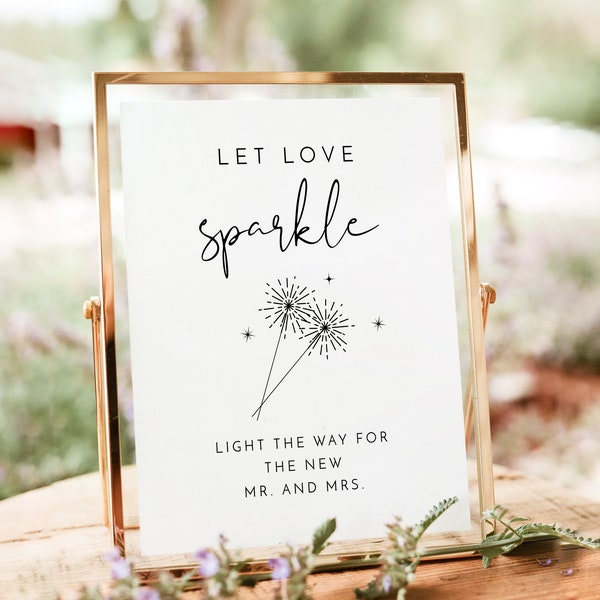 ADELLA PRINTED + SHIPPED Let Love Sparkle Sign, 8x10" Sparkler Send Off Sign, Wedding Send Off Sign, Modern Minimalist Wedding Sparkler Sign