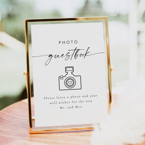 BLAIR Photo Guestbook Sign Printable, Modern Photo Guest Book Sign, Bohemian Polaroid Guest Book Sign Instant DIY, Boho Wedding Editable DIY