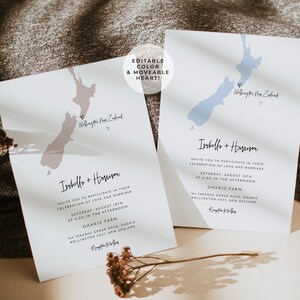 QUINN New Zealand Wedding Invitation Template Suite, EDITABLE New ...