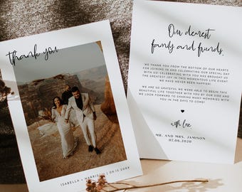 Modern Wedding Thank You Card Template Minimalist Photo Thank You Printable Bohemian Wedding Guest Thank You Digital - WILLOW