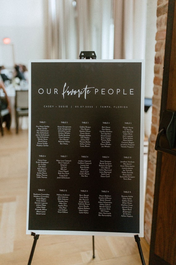 PRIYA Modern Seating Chart, Black Seating Chart, Wedding Seating Chart, Seating Poster, Seating Sign, Contemporary Wedding Seating Instant