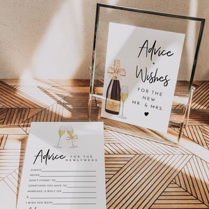 SYLVIE Rat für die Braut und den Bräutigam Kartenvorlage, Ratschlagskarten Hochzeit, Champagner Brautparty Ratschlagkarten und Zeichen, gut wünscht Zeichen