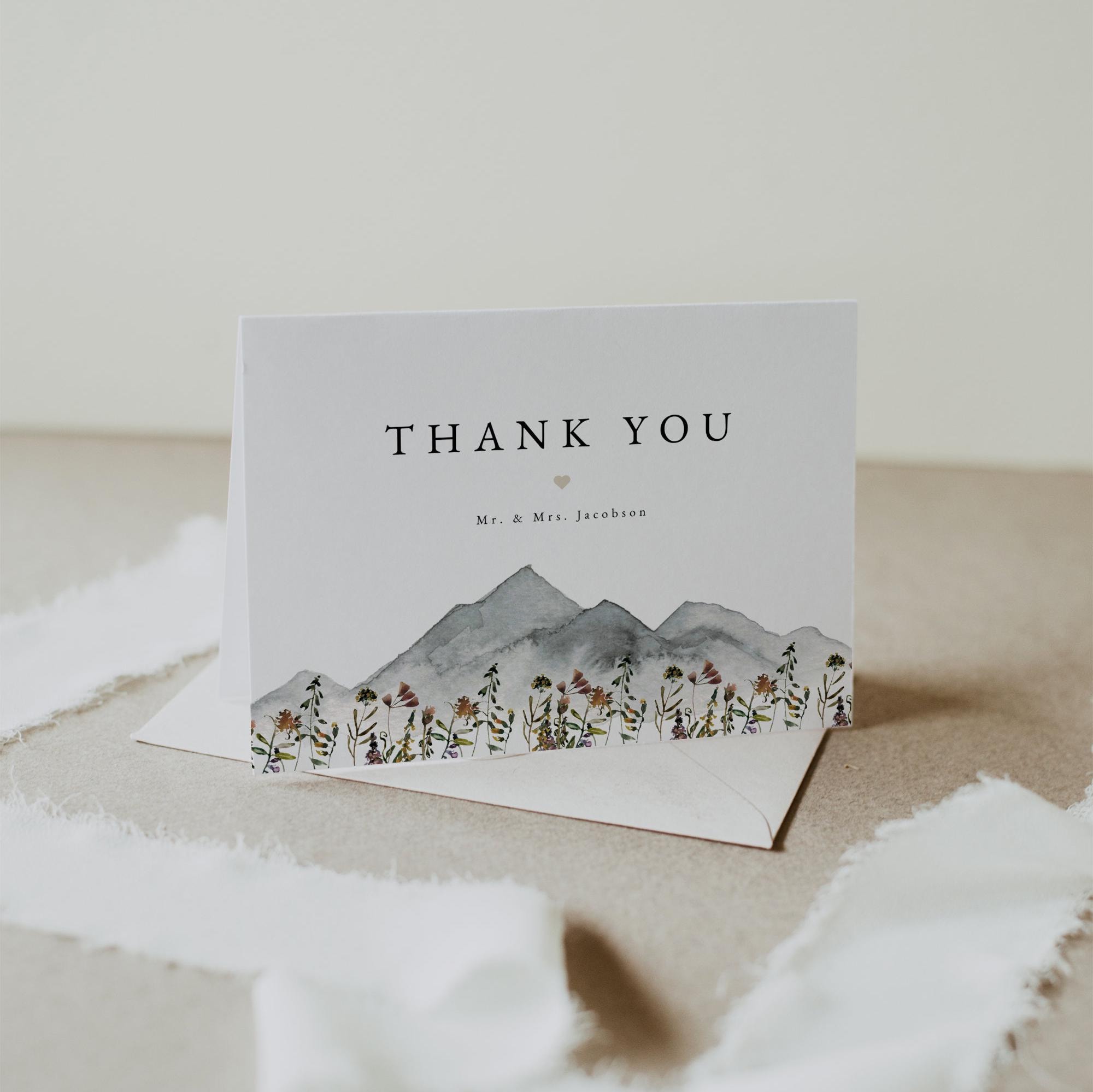 Mountain Thank You Card, Printable Thank You, Wildflower Thank You ...