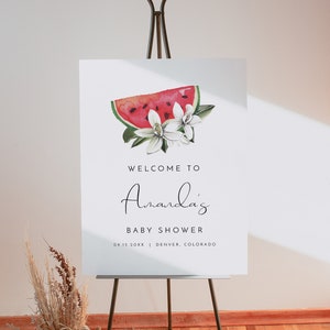 MAYA Little Sweetie Baby Shower Welcome Sign Template, Watermelon Baby Shower Welcome Sign, Fruit Baby Shower Sign Gender Neutral Melon DIY