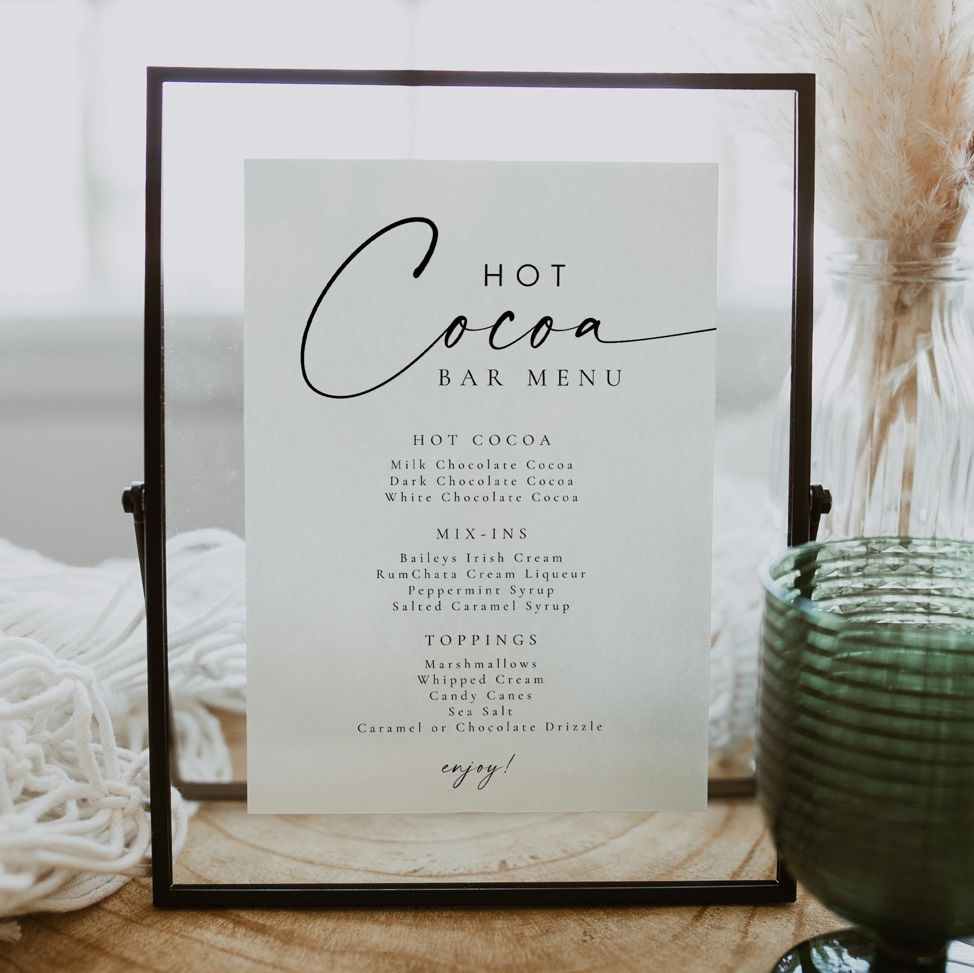 Modern Bohemian Hot Cocoa Bar Menu Printable Template BLAIR - Etsy