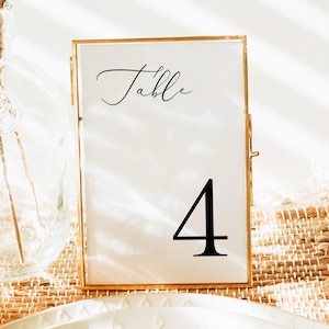 Minimalist Table Number Template, Elegant Wedding Table Number Cards, Printable Table Numbers, 5x7 & 4x6 Table Number - EVELYN