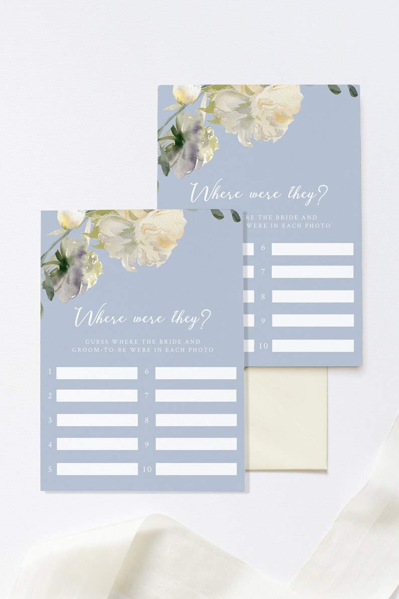 Dusty Blue Where Were They Bridal Shower Game Template Where Were They Game Printable Bridal Shower Games Bridal Shower Games Faye