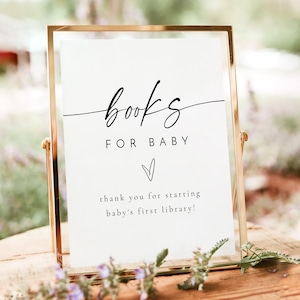 Minimalist Books for Baby Sign, Baby Shower Bring a Book Sign, Book Drop Sign, Modern Boho Baby Shower, Simple Gender Neutral Signage BLAIR