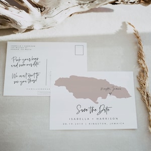 QUINN Blush Jamaika Map Save the Date Vorlage, Jamaika Hochzeit Save the Date Vorlage, Reise Save the Date, Bestimmungsort Hochzeitspostkarte