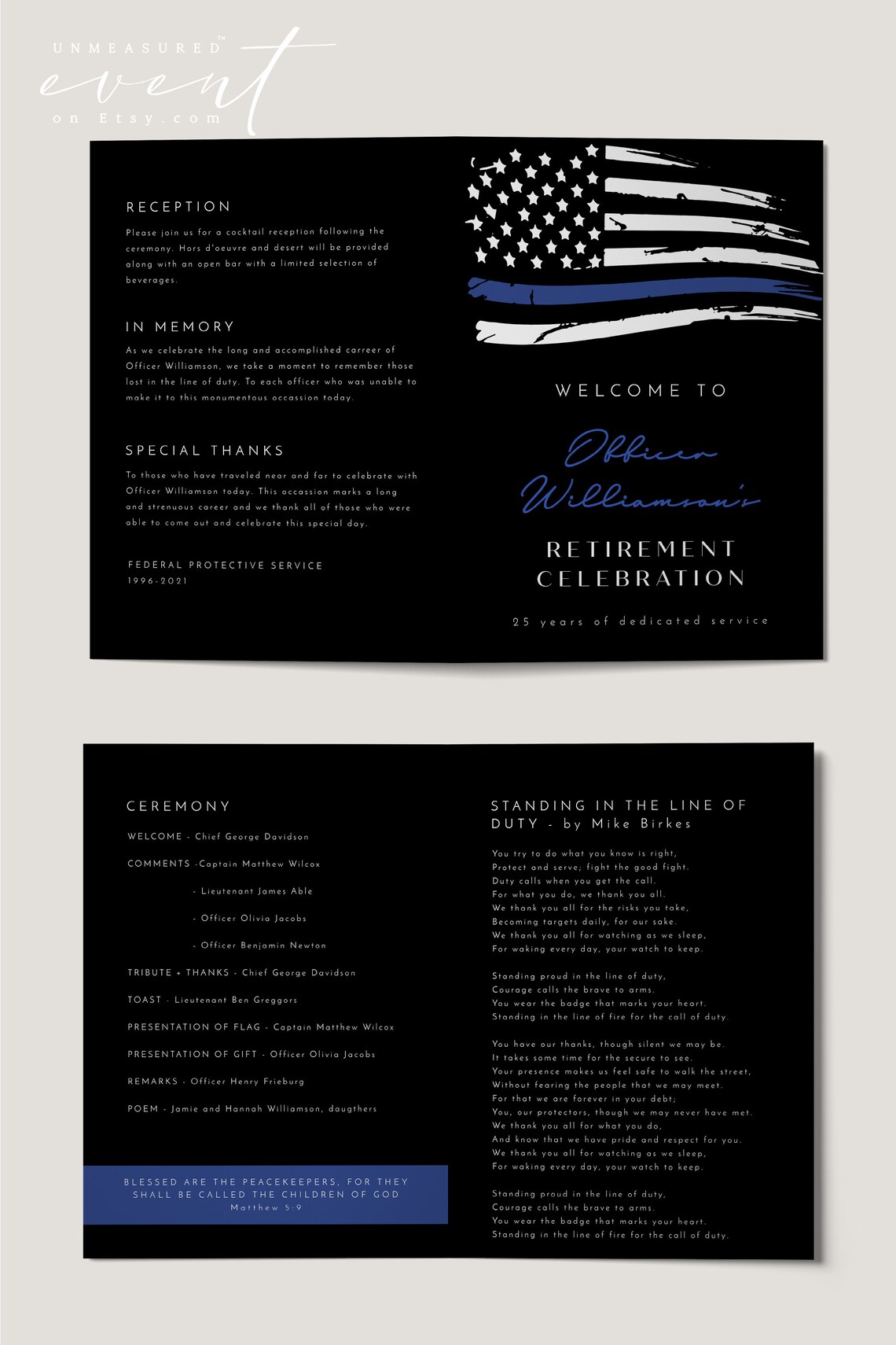 POLICE Retirement Program Template Folded Retirement Program - Etsy