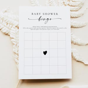 Plantilla de juego de bingo minimalista para baby shower, juegos de baby shower de género neutro, juego sencillo para baby shower, juegos de baby shower boho BLAIR